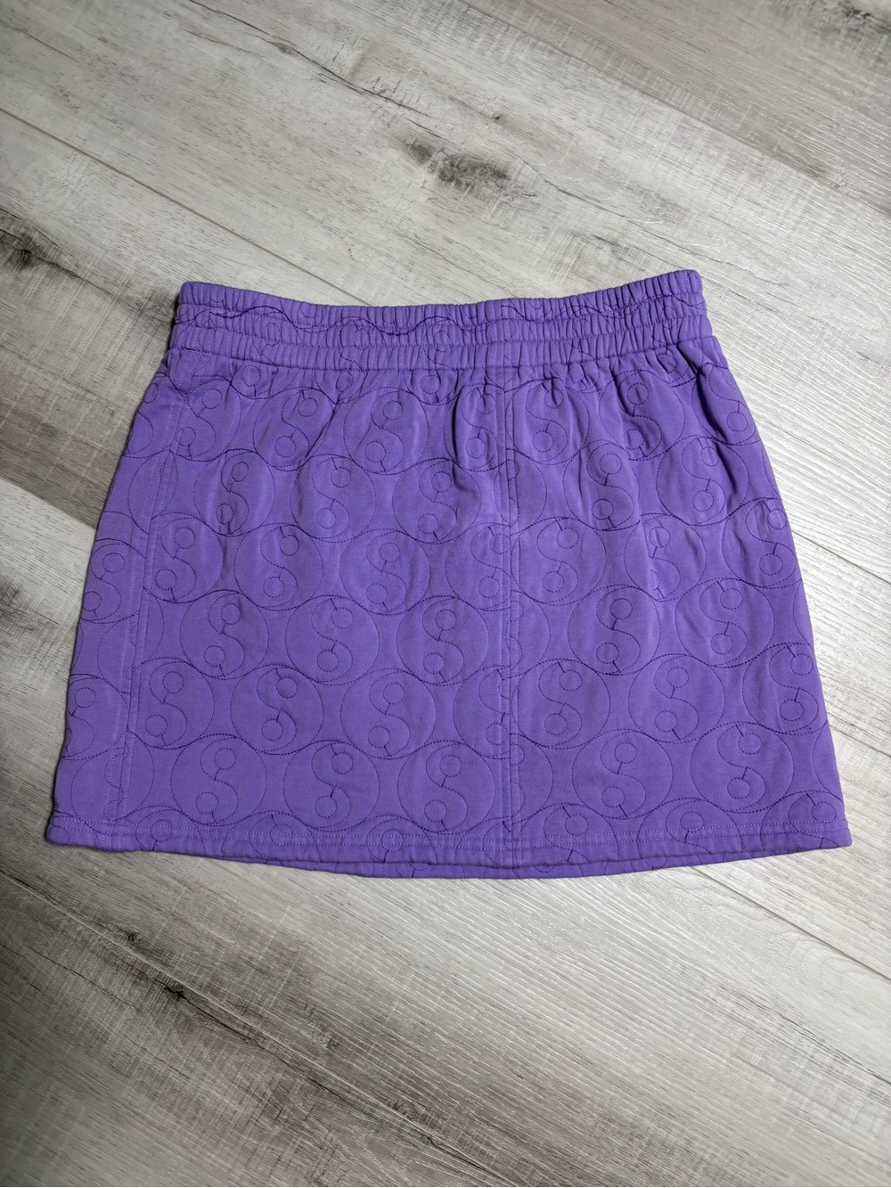 Emory Park Purple Tonal Embroidered Mini Skirt Elastic Waist Medium